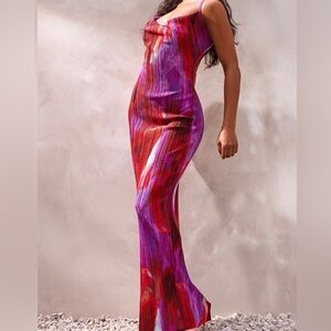 Prettylittlething Elegant Red, orange, Purple and brown Women's Dress